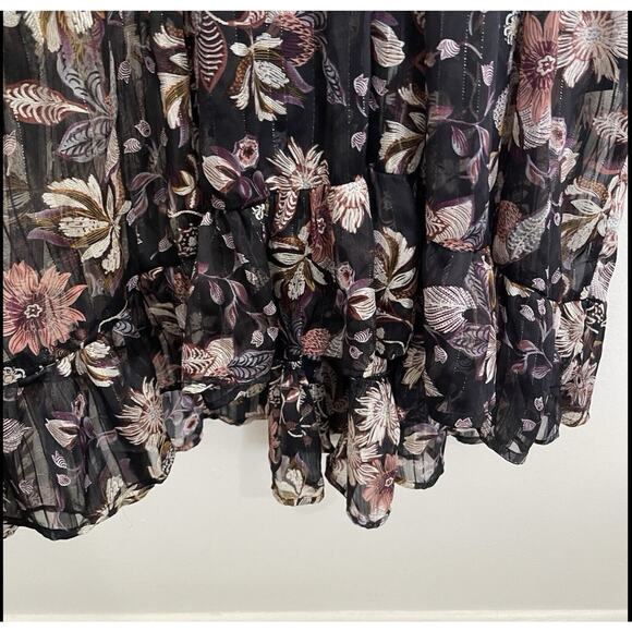 Sabina Musayev Geneva Floral Midi Dress Size XS Black Gold Metallic Sheer NWT - Picture 9 of 16